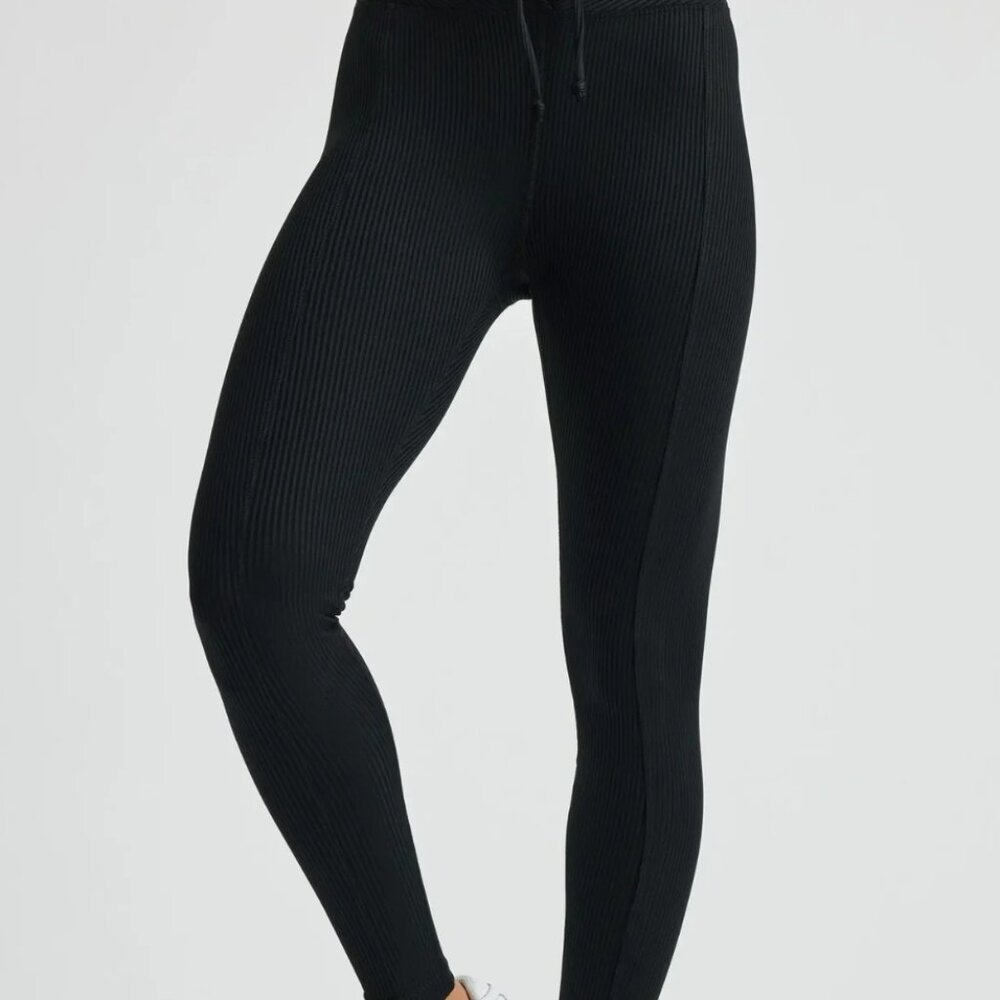 Year of Ours Black Ribbed Football Leggings